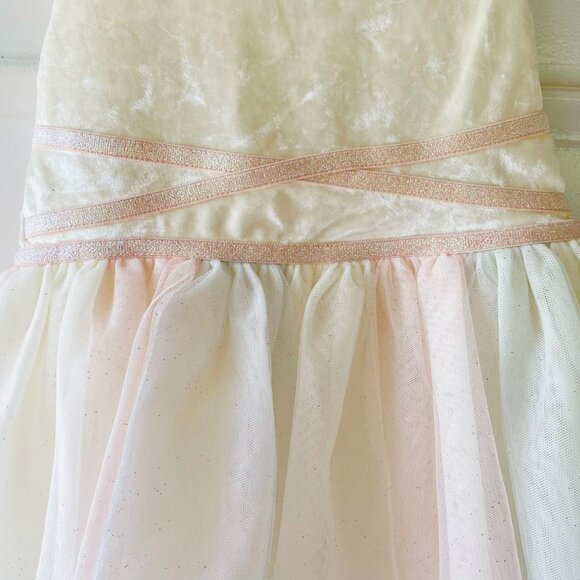 The Childrens Place Toddler Dress 18-24M Tulle Skirt and Ivory Velvet Top - Picture 10 of 10